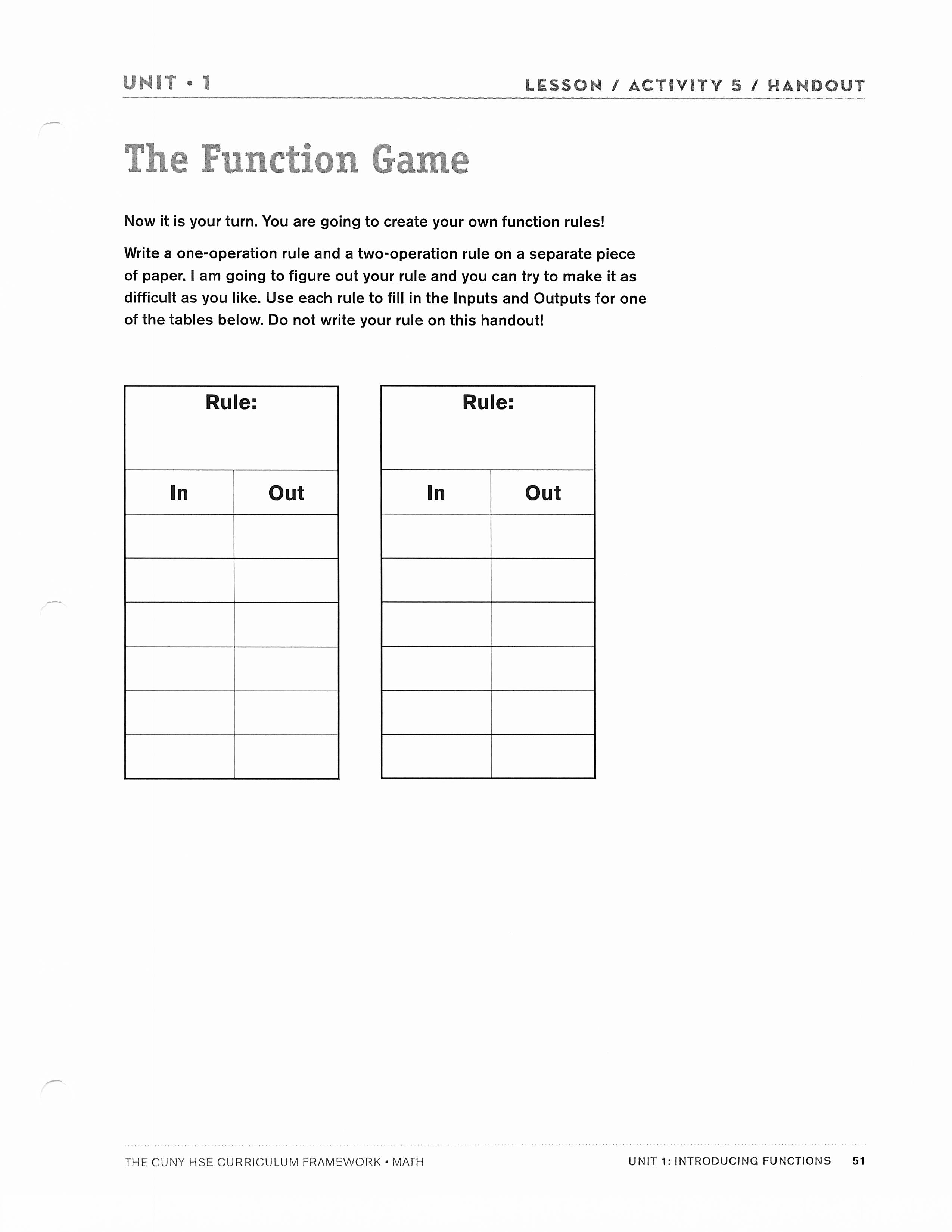 Lesson Plan 22 For Writing A Function Rule Worksheet